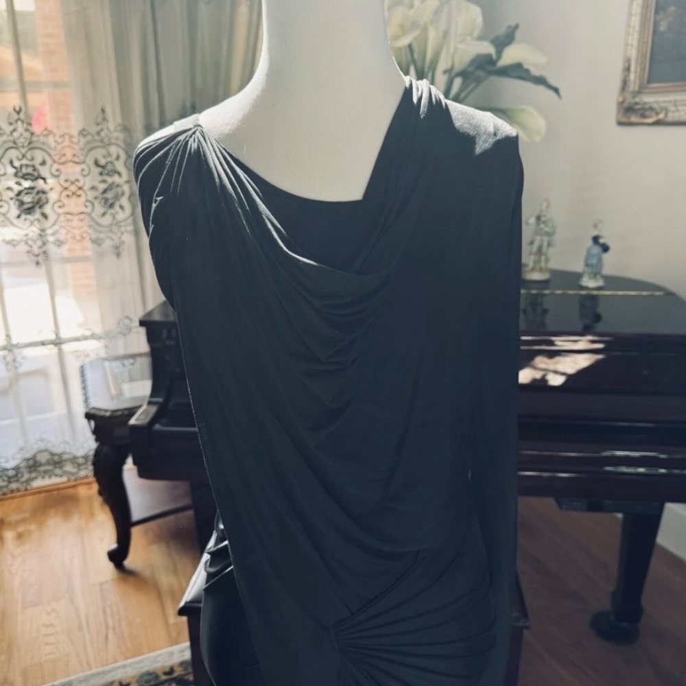 Alexander Wang Black Asymmetrical Draped Dress - Picture 5 of 16